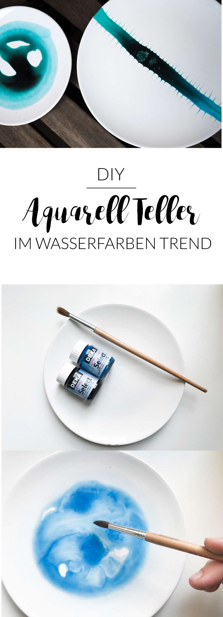 DIY-Teller im Aquarell-Look