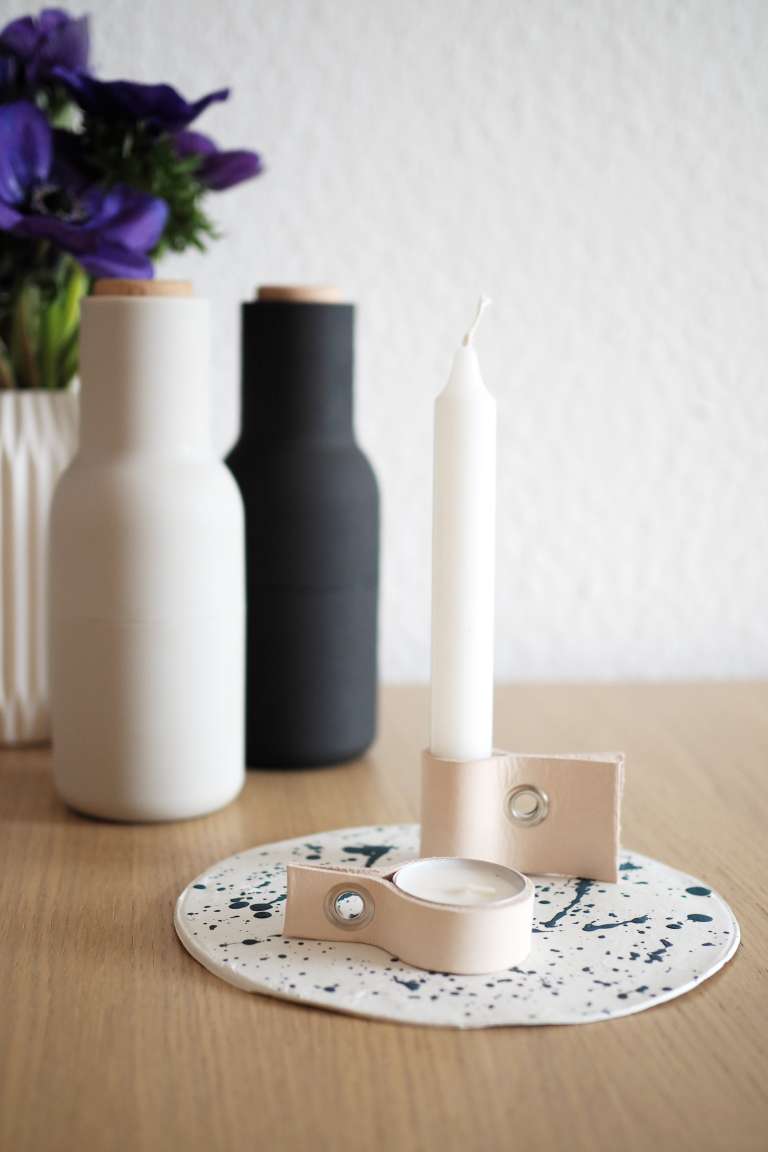 Scandi Look: DIY-Kerzenhalter aus Leder